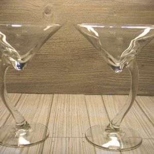 Libbey Swerve Curved Stem Martini Glasses